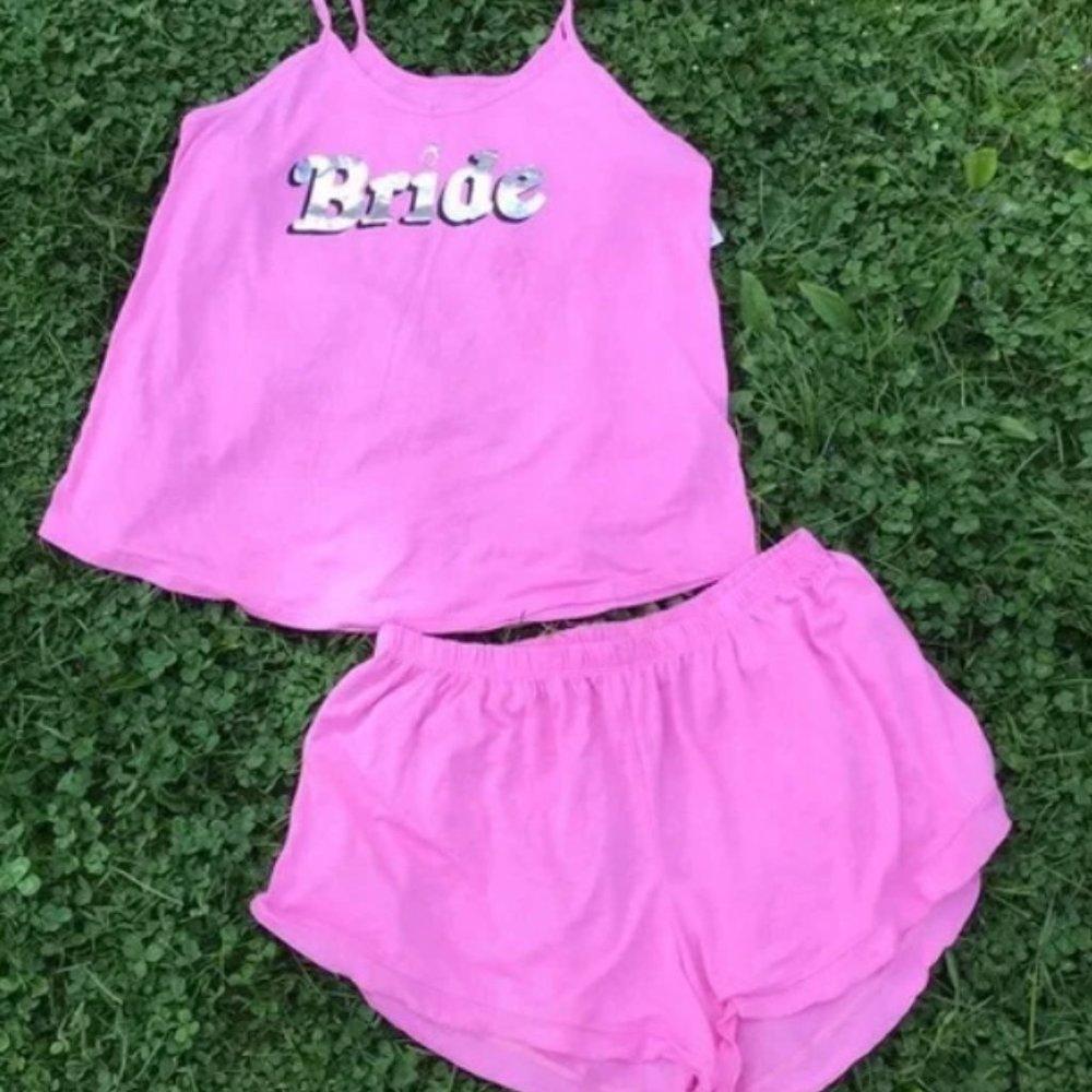 Love & Cherish | Pink BRIDE Graphic Pajama Short Set XL